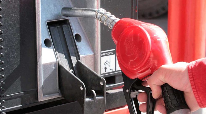 Imagen de mano agarrando el cargador de gasolina.