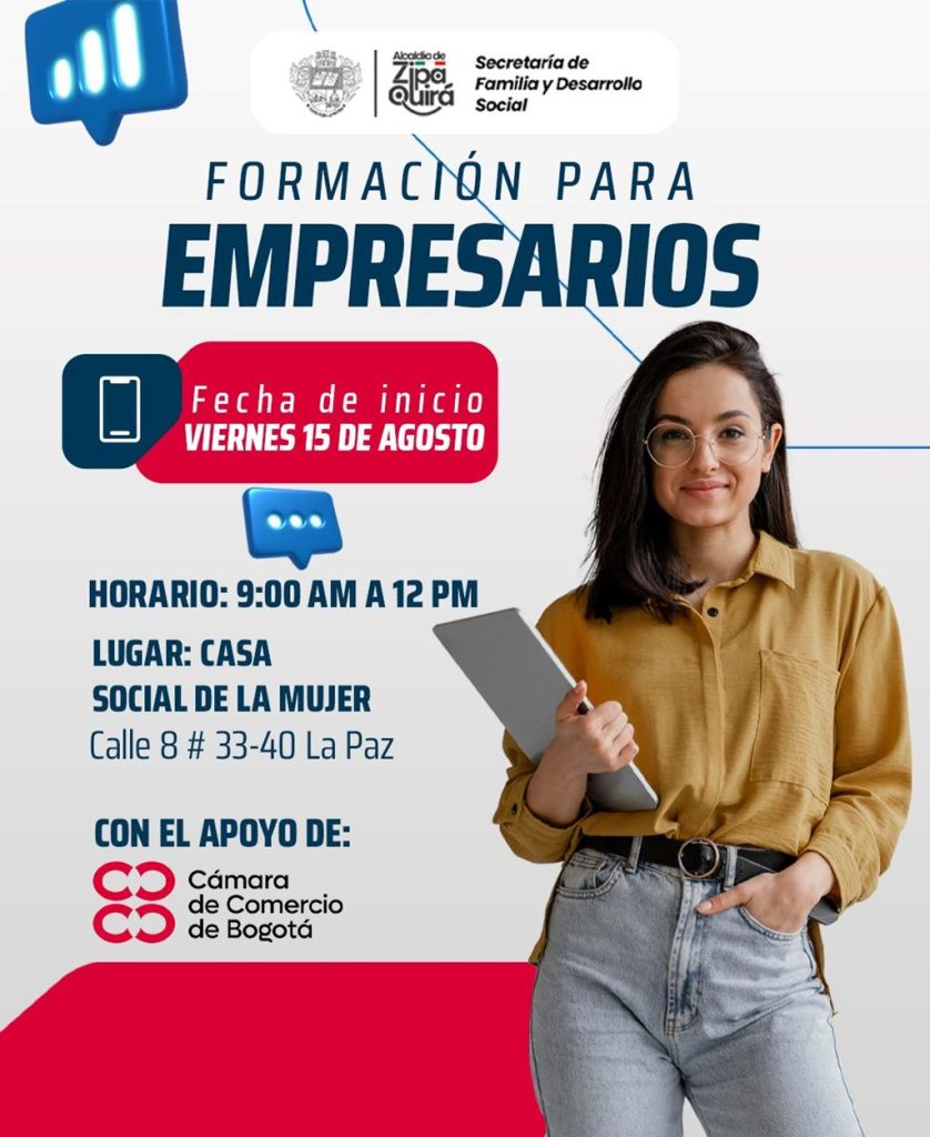 Poster de una mujer joven emrpesaria.