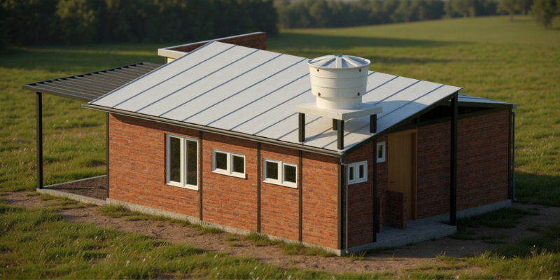 Casa prefabricada en maquetación.