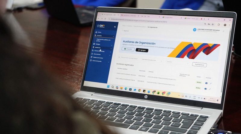 Imagen de la plataforma virtual del Consejo Nacional Electoral