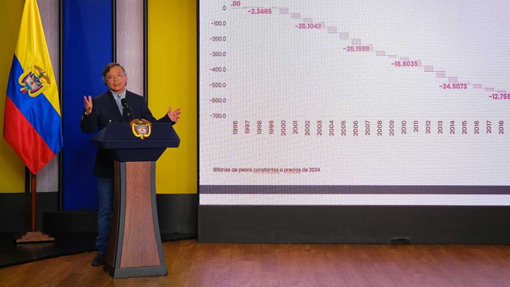 Presidente presentando las cifras del DANE