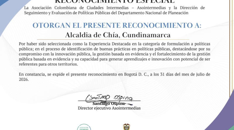 Imagen del DNP felicitando a los funcionarios de Chía